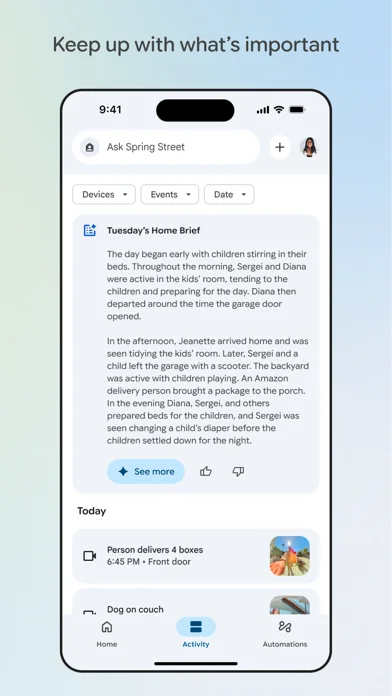 Google Home — Updated design and streamlined organization help you group your devices into dashboards and easily navigate