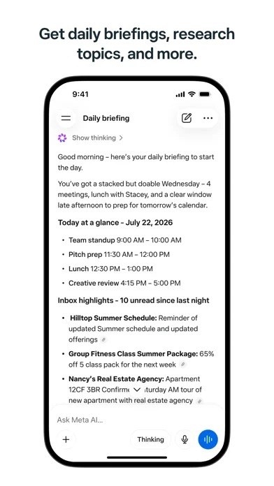 Meta AI — Get daily briefings, reminders, and planning help