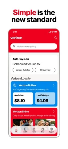 My Verizon — Launch the app and get your latest personalized view of customizable shortcuts