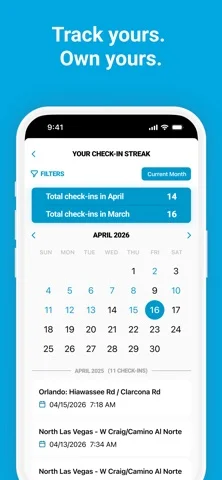New EōS Fitness — Track your visits by week, month or year to stay motivated as you build consistency