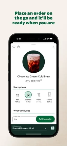 Starbucks — View past orders & save custom drinks