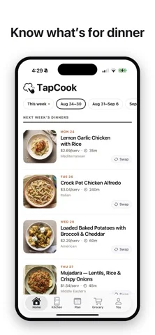 TapCook: Budget Meal Plans — Build a subscription meal plan and priced grocery list