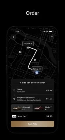 Tesla Robotaxi — Customize climate, seating, and music during a ride