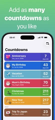 Countdown — Create as many events as you'd like