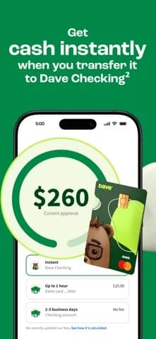 Dave: Credit, Cash & Money App — Review an ExtraCash settlement date