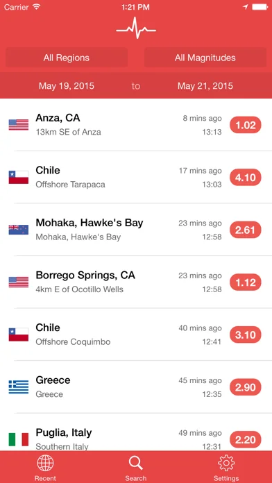 My Earthquake Alerts & Feed — Live earthquake map which can detect and track earthquakes from all around the world