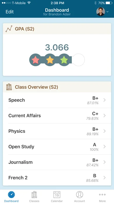 PowerSchool Mobile — Access class information and grades across terms and drill-down to detailed views of class assignments