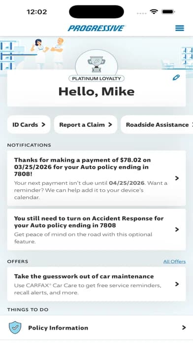 Progressive — View coverages, discounts, ID cards, documents, and policy details