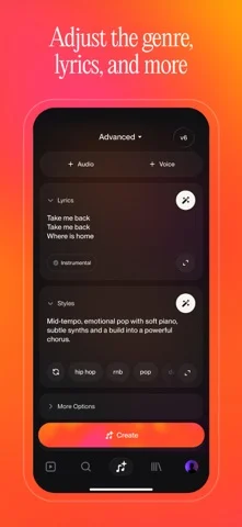 Suno - AI Songs, Music, Lyrics — Create a rap song using the texts in your group chat