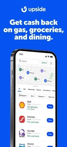 Upside: Gas & Food Cash Back — Pay as usual with your credit or debit card