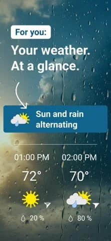 Weather & Radar — Watch rain, storms, lightning, fog, and wind develop